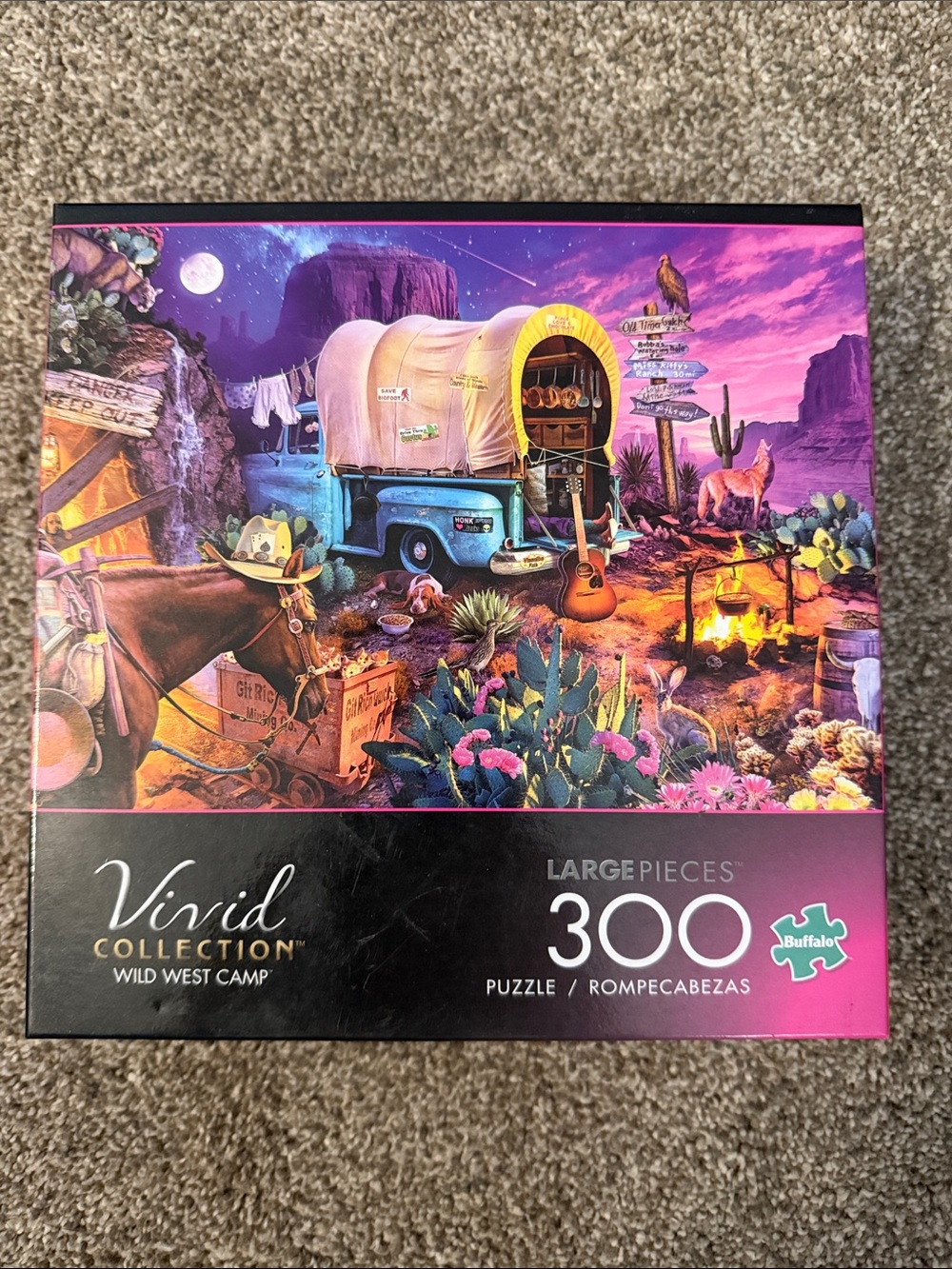 Buffalo David Bitton Wild West Camp Puzzle - Purple & Pink Desert Scene